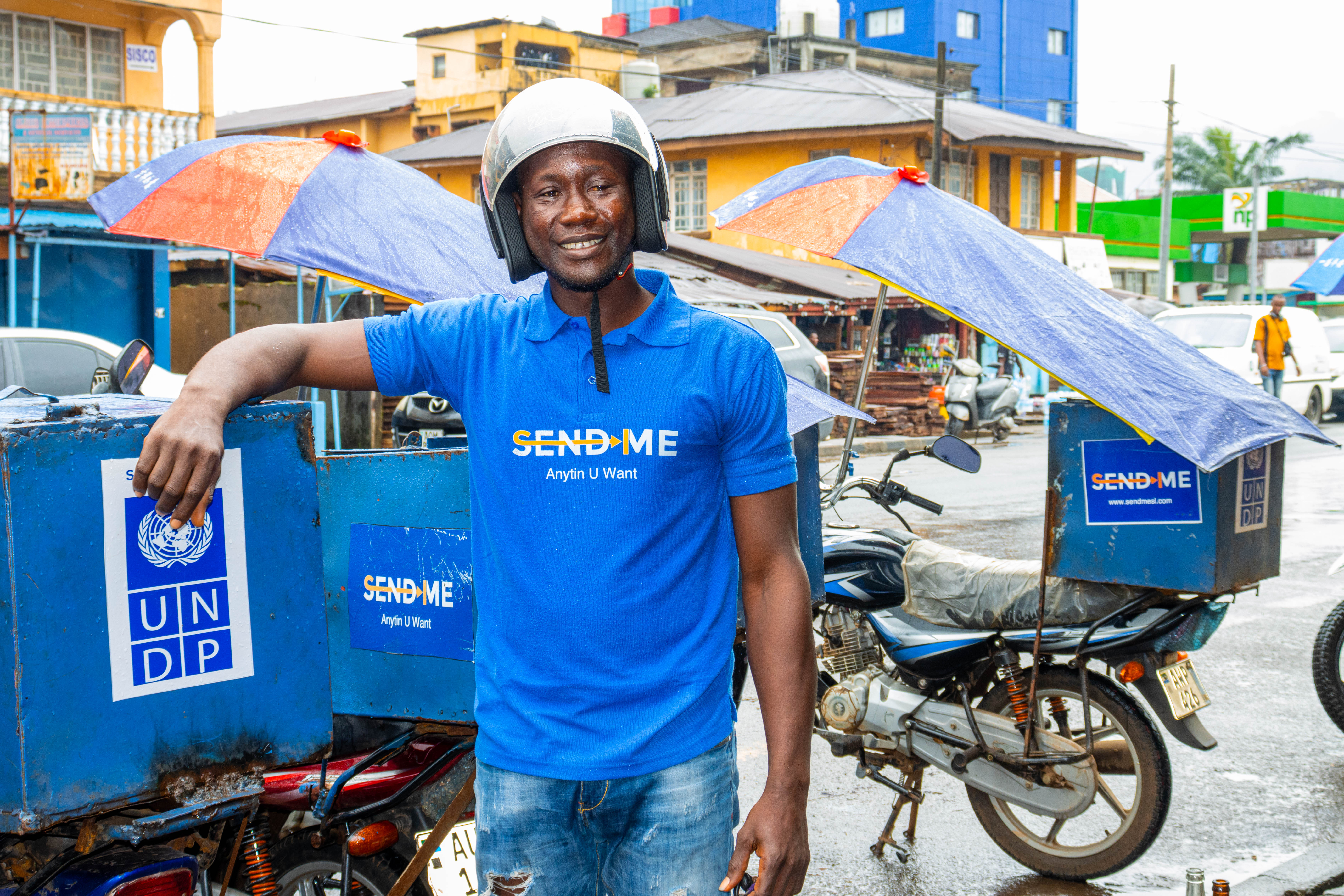 a man wearing a blue hat